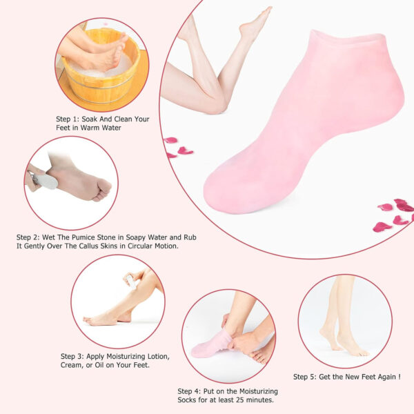 silicone socks - 1 Pair Silicone Moisturizing Gel Heel Socks - Silicone Heel Pad For Foot Care - Multi-purpose Unisex Socks - Image 5