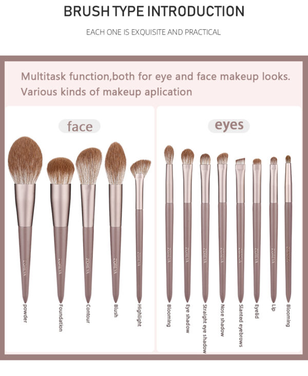 Zoreya 13pcs Makeup Brush Set Kit Soft Fiber Eye Face Eye Shadow Brushes Cosmetic Tools High Quality Synthetic Hair Gift Box Pro - Makeup Brush Set - Image 6