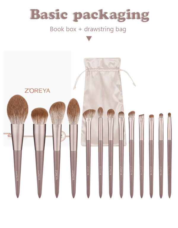 Zoreya 13pcs Makeup Brush Set Kit Soft Fiber Eye Face Eye Shadow Brushes Cosmetic Tools High Quality Synthetic Hair Gift Box Pro - Makeup Brush Set - Image 7