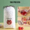 100Pcs Reusable Elastic Food Storage Covers Disposable Food Plastic Wraps Storage