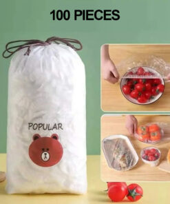 100Pcs Reusable Elastic Food Storage Covers Disposable Food Plastic Wraps Storage