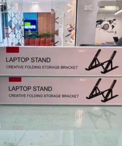 Premium Aluminum Foldable Laptop Stand | Sturdy, Adjustable & Portable | Silver & Black