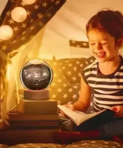 3D Galaxy Space Crystal Ball Night Light with Stand | 3D Ball Crystal Glass LED Table Lamp | Random Designs
