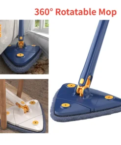 360 Twist Rotatable Mop | Extended Triangle Auto Squeeze Long Handle Mop 360 Twist Squeeze Wringing X-type Window Glass Toilet Bathroom Floor Household Cleaning Ceiling Dusting