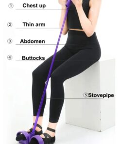 Tummy Trimmer | Foot Pedal Resistance Band Elastic Sit-up Pull Rope | Yoga Fitness Gym | Elastic Pull Ropes | Random Colors