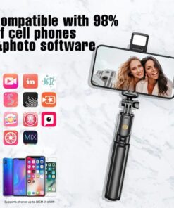 R1s Bluetooth Selfie Stick Tripod with Remote Control | 360° Foldable Selfie Rod for Phone & Action Camera with LED Light
