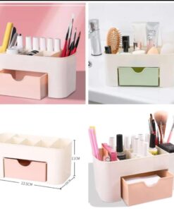 Plastic Makeup Organizer | Make Up Brush Storage Box With Drawer | Desktop Cosmetics Storage Box Division | Office Desk Organiser | Stationery Storage Box