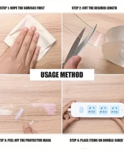 Nano Tape | 5M Double-Sided Transparent Tape | Reusable, Washable & Traceless Gel Grip for Home & Office