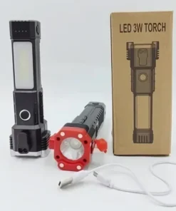 Rechargeable Tactical LED Flashlight & Power Bank with Safety Hammer