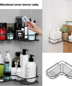 Wall Corner Rack + 2 Self Adhesive Screws  | Multipurpose Kitchen, Sink Organizer, Metal Bathroom Accessories Corner | Shelf Wall Mount Storage Rack
