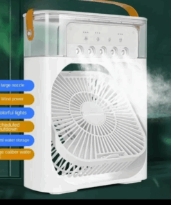 10 Inches | Large Size Portable Air Conditioner Fan | Usb Electric Fan With Led Night Light, Fine Mist Water, And Humidifier Function | Led Night Light Water Mist | Random Color
